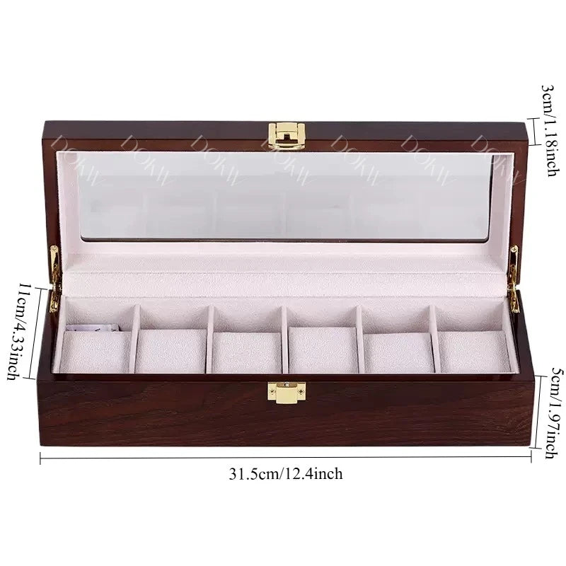 Luxury Wooden Watch Box 1/2/3/5/6/10/12 Grids Watch Organizers 6 Slots Wood Holder Boxes for Men Women  Watches Jewelry Display