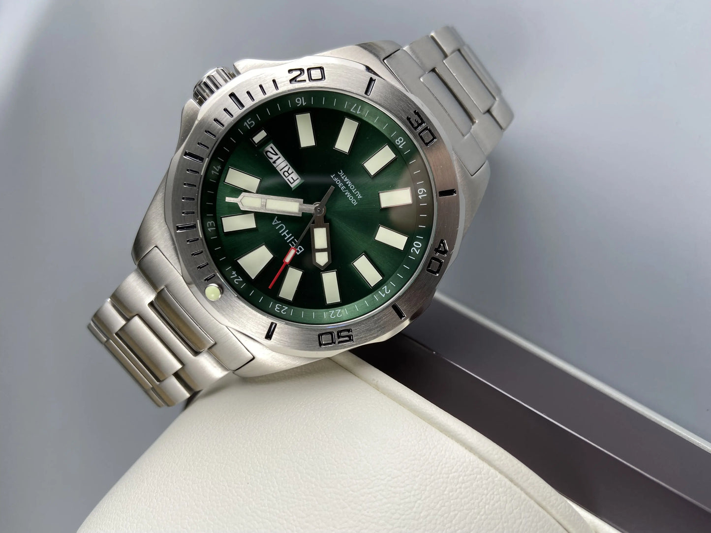 BEIHUA Men Automatic Watch Luminous Whole Night Super Bright C3 Japan TOP Mov't 24Jewels Day Date Sapphire  Luxury Gift Military