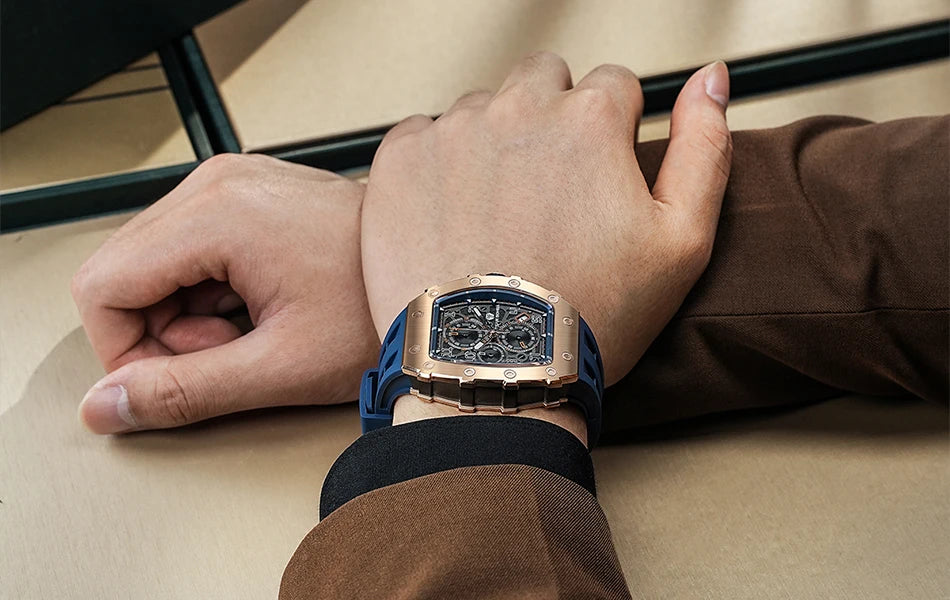 TSAR BOMBA New TB8204 Watch for Men Japan Quartz Chronograph 50M Waterproof Wristwatch Fashion Sport Clock Male Luxury Mens Gift