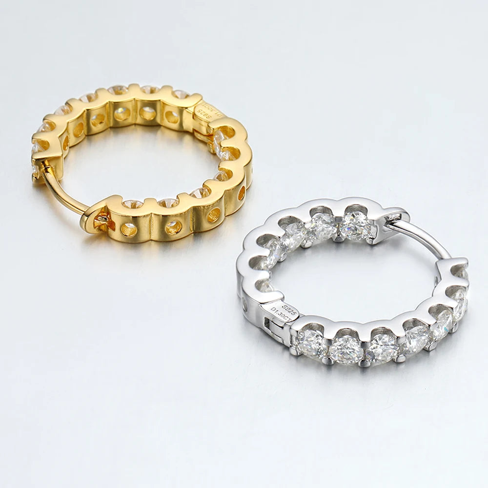 Serenity 2.6cttw D Color Moissanite Earrings for Women 100% S925 Sterling Silver Hoop Earrings Plated 18K Fine Jewelry Wholesale