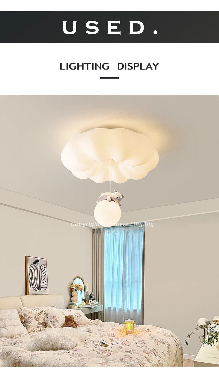 Menvix Bear Cream Modern Ceiling Light Simple Indoor Wall Lamps for Living Room Bedroom - 2025 Style Lighting Decoration
