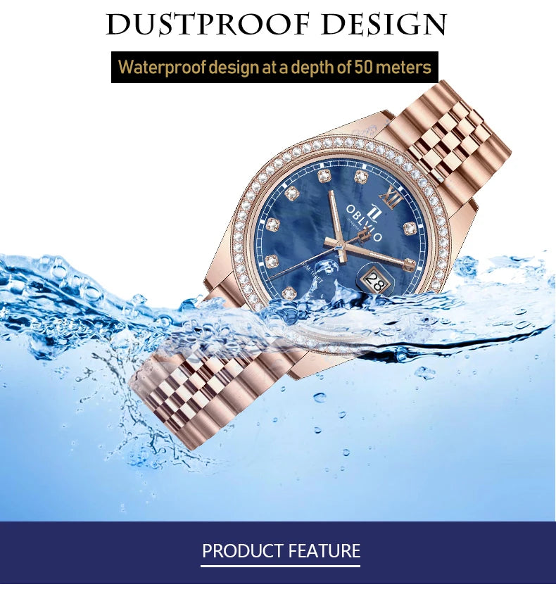 OBLVLO Men's Elegant Yellow Gold Red Dial Bracelet Quartz Watch with Date Fashion Green Dial Business Watches for Men RX-PE