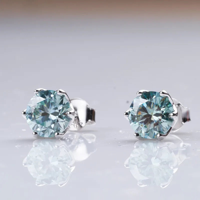 Butterflykiss Real 1 CT D Color Moissanite Stud Earrings For Women Top Quality 925 Sterling Silver Sparkling Wedding Jewelry