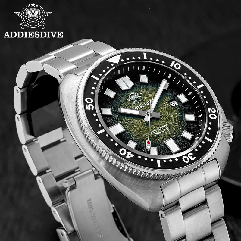ADDIESDIVE Quartz Watches For Men Stainless Steel Sapphire Glass Male Clock Super Luminous 20Bar Waterproof Diving Watch AD2511