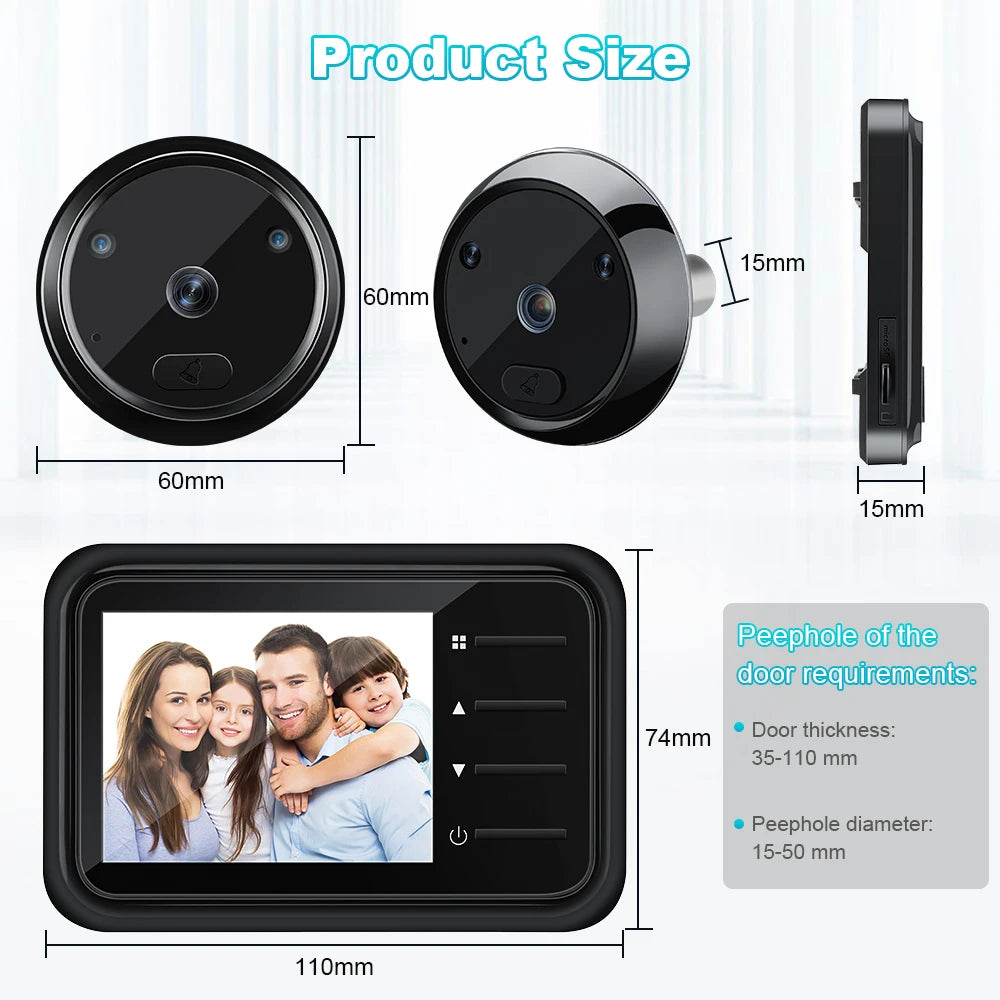 2.4Inch LCD Door Peephole Camera IR Night Vision Video Eye Door Bell Visual Doorbell Security Protection Camera
