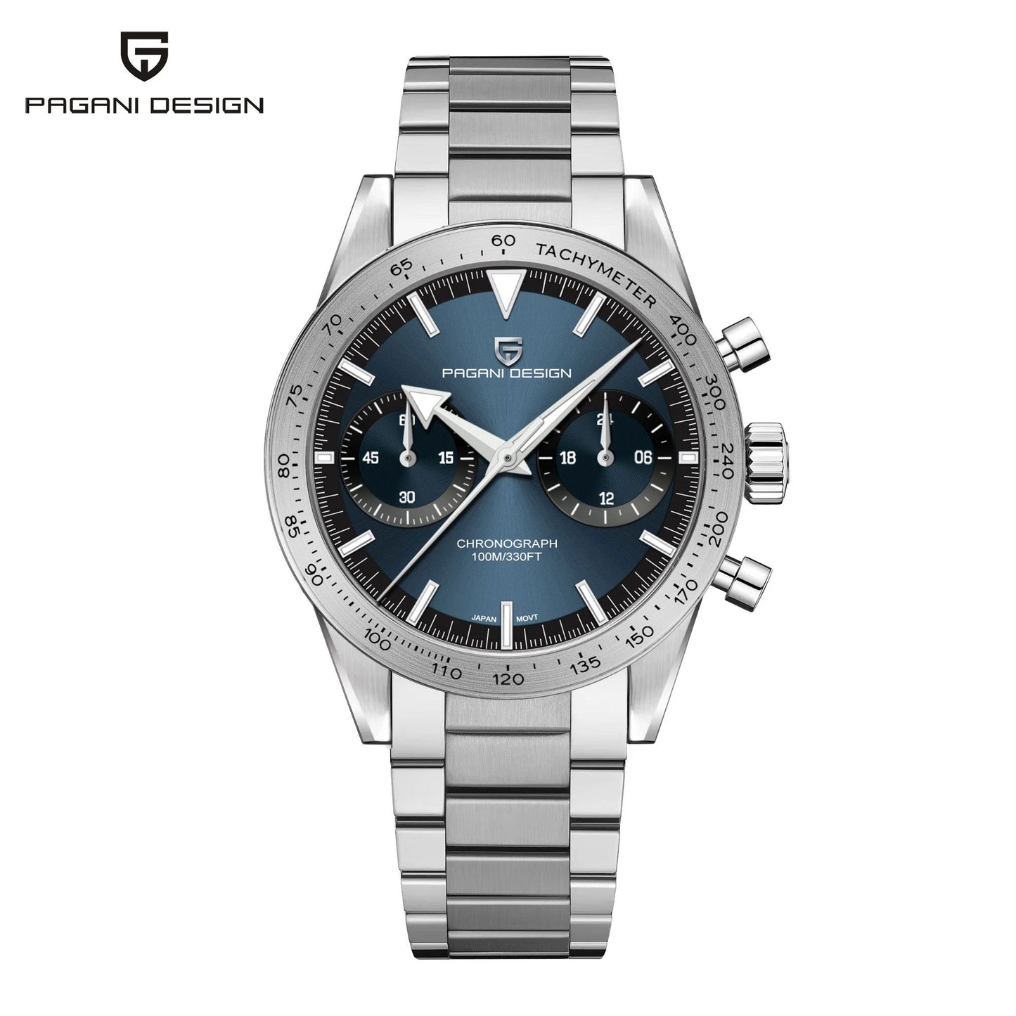 PAGANI DESIGN 2024 New Wide arrow Moon Men's Watches Luxury Quartz Watch For Men Sport Retro Chronograph VK64 AR Sapphire glass