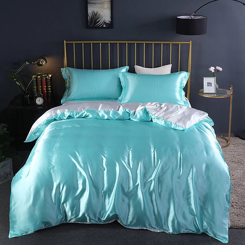 High End Mulberry Silk-Blending Fabric Duvet Cover Set Luxury King Size Bedding Set Silky Quilt Cover and Pillowcase No Sheet
