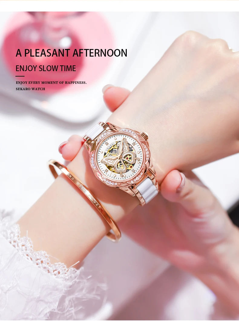 New Fashion Womens Mechanical Watches for Woman Simple Stainless Steel Pagani Designs Women Automatic Watch Gifts Reloj Mujer
