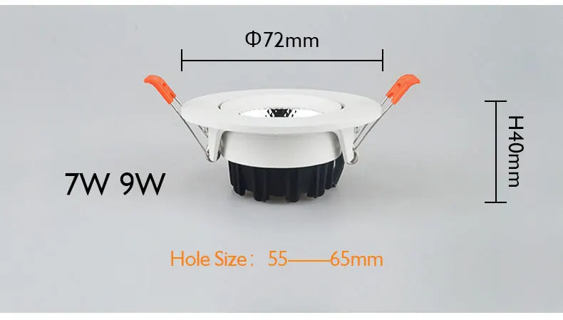 10Pcs LED Downlights 7W 9W Dimmable Spot Lights 12W 15W AC90V-260V 18W COB Chip Recessed Ceiling Lamps For Home Illumination