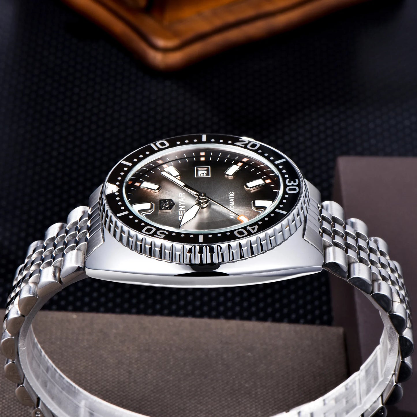 New BENYAR 42MM Tuna Men Mechanical Watch Luxury Stainless Steel Automatic Watch 50M Diving Luminous Watch for Men reloj hombre