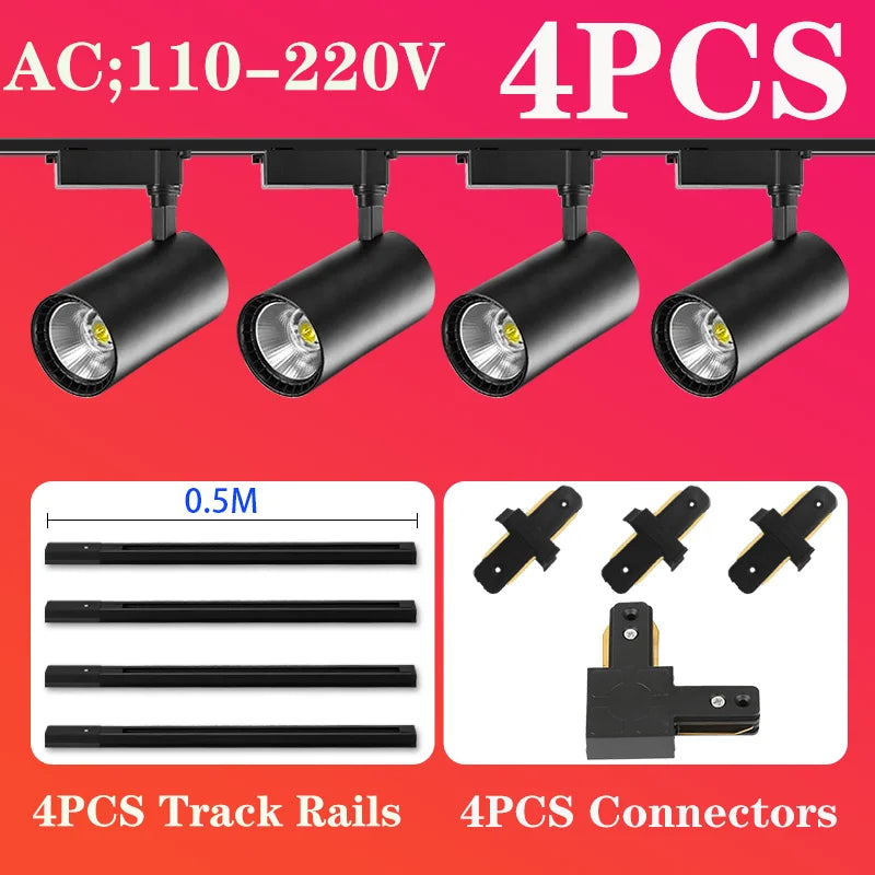 Full Set Led Track Light Fixture Rail 110-220V COB Ceiling Track Lamp 20/40W Spot Lighting For Clothing Shop Living Room Home