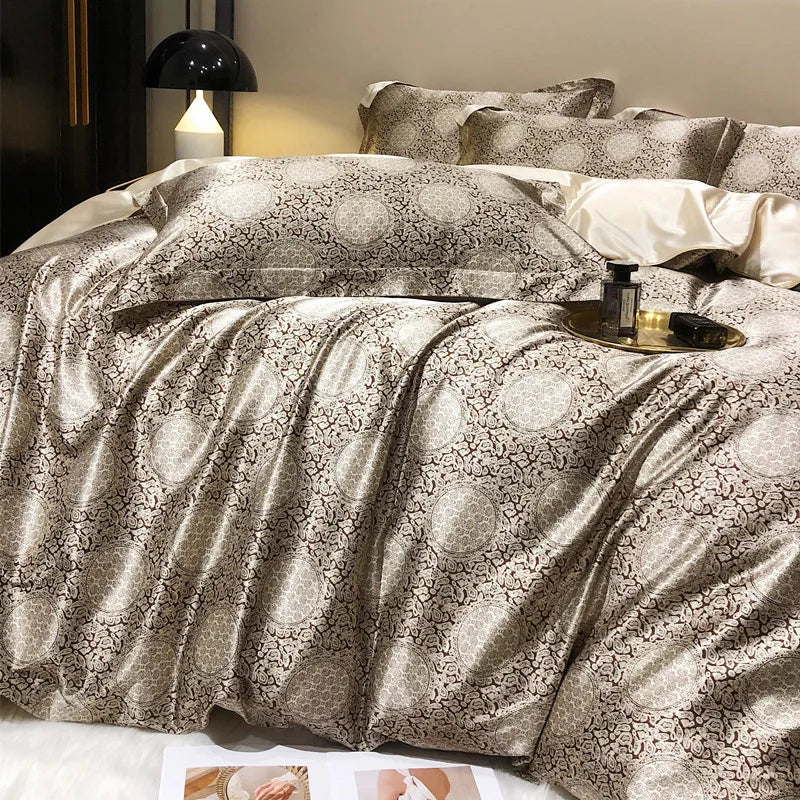 Luxury Blending Mulberry Silk Bedding Set with Duvet Cover Bed Sheet Pillowcase Double Couple Single Summer Blanket Cover Sheets