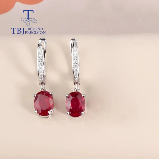 Simple design light luxury precious ruby clasp earrings Natural gems 925 Silver lady great gift