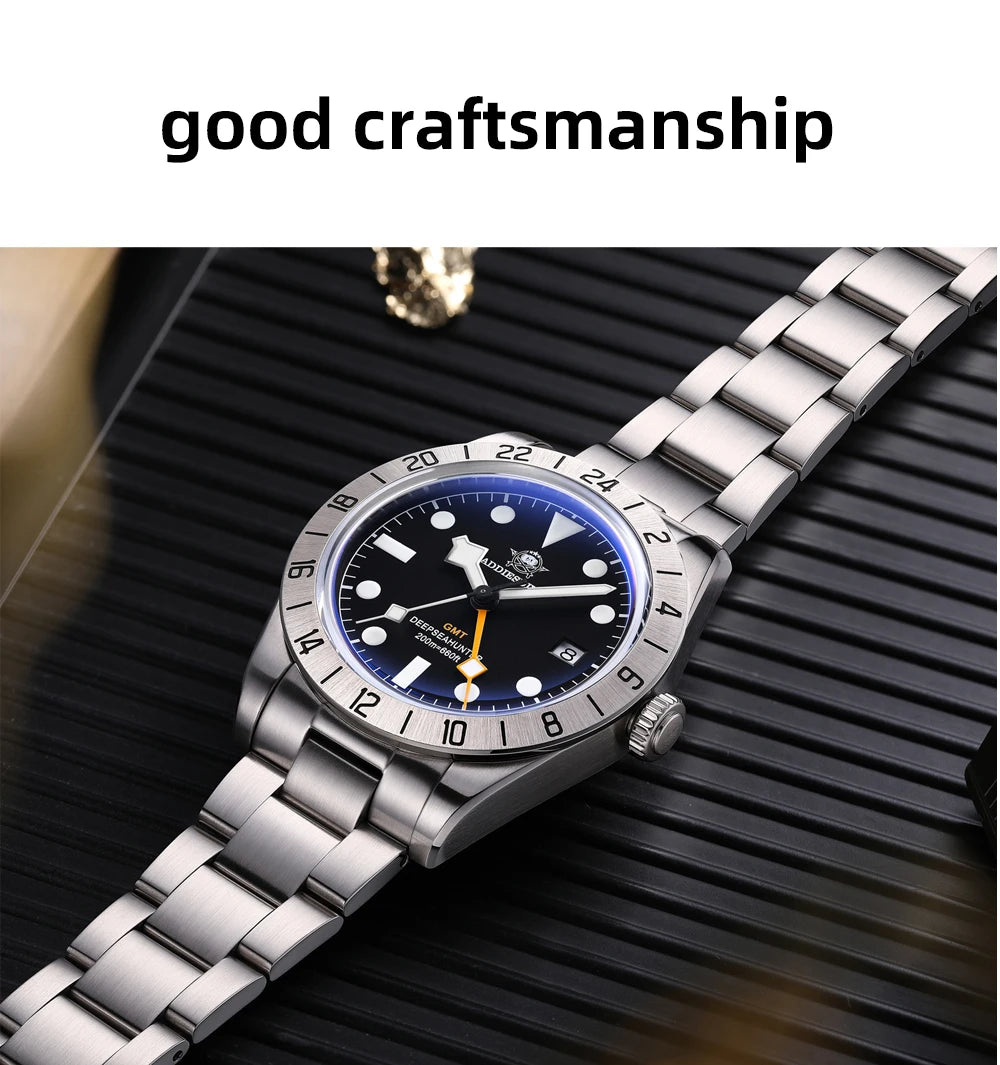 ADDIESDIVE AD2035 Watch For Men Swiss Ronda 515-24H BGW9 Luminous 20Bar Waterproof Bubble Mirror Glass GMT Quartz Watches reloj