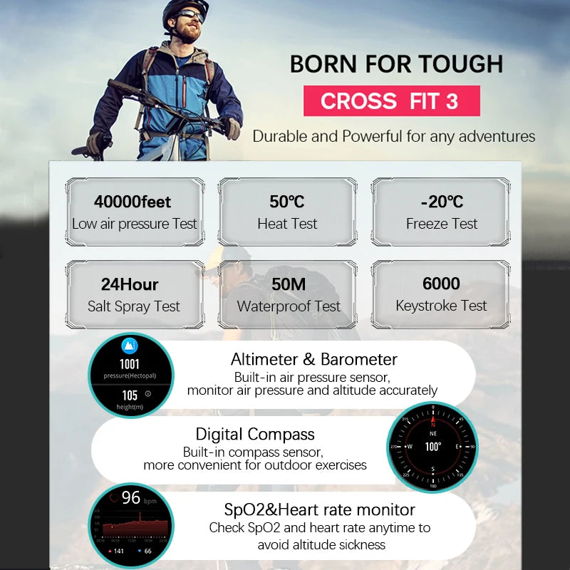 NORTH EDGE New GPS Watches Men Sport Smart Watch HD AMOLED Display 50M ATM Altimeter Barometer Compass Smartwatch for Men