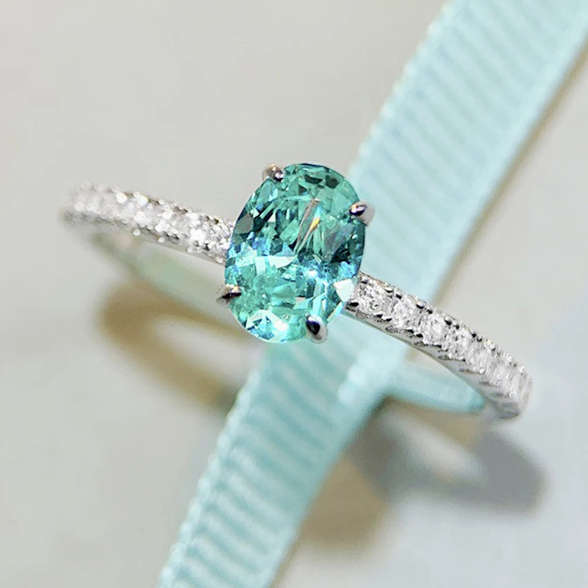 Genuine S925 Sterling Silver Ring 1CT Oval High Carbon Zirconia With CZ Tri-Color Jewelry Wedding Engagement Anniversary Gift