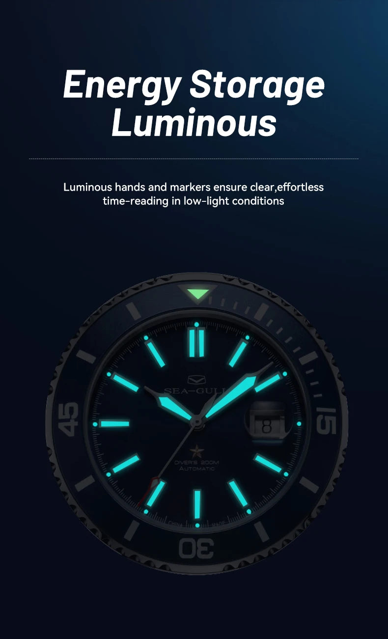 Seagull relogio masculino Men Watch 200m Diving Business Waterproof Fashion Automatic Mechanical Watch Ocean Series 816.32.1523