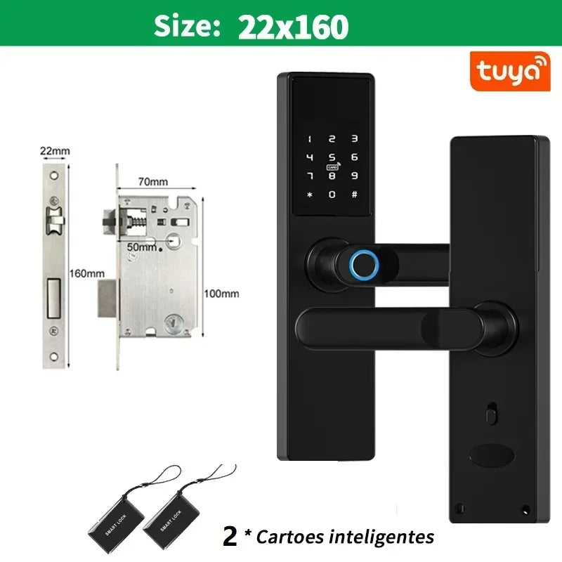 Tuya Smart Life APP Remote Control Lock, Smart Door Fingerprint Password Lock, Keyless Entry, Security Handle Fingerprint Hang