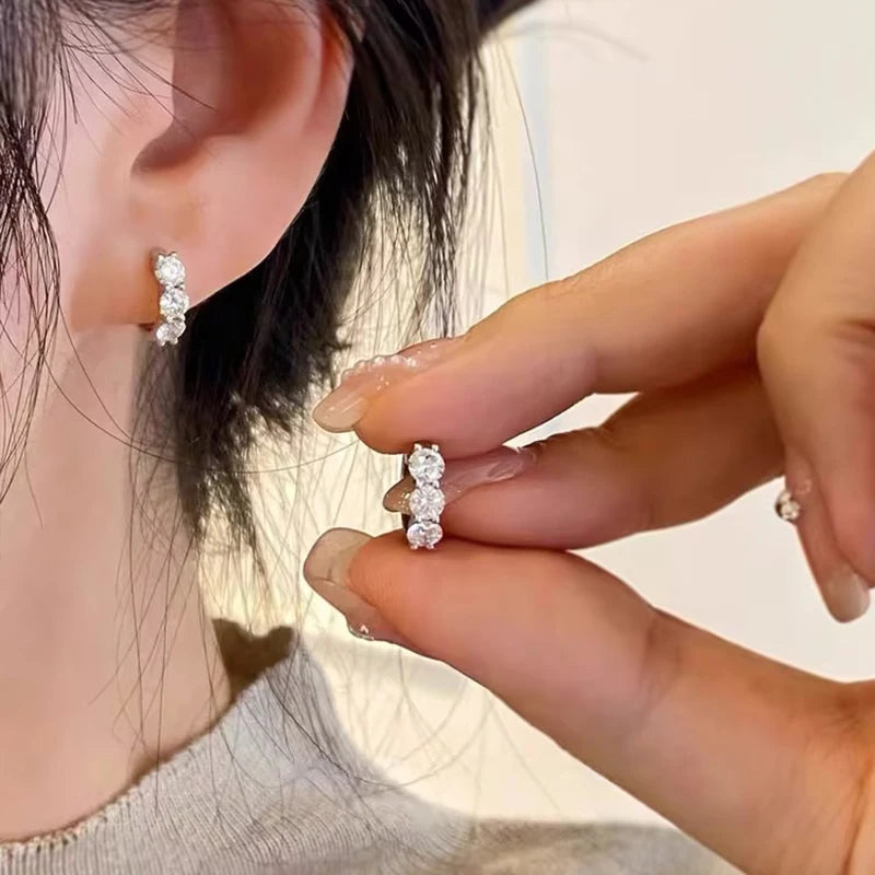 IOGOU Classic Earrings 925 Silver 4mm 3.5mm 2.5mm 3mm Moissanite Diamond Hoop Earrings for Women Wedding Engagement Party Jewel