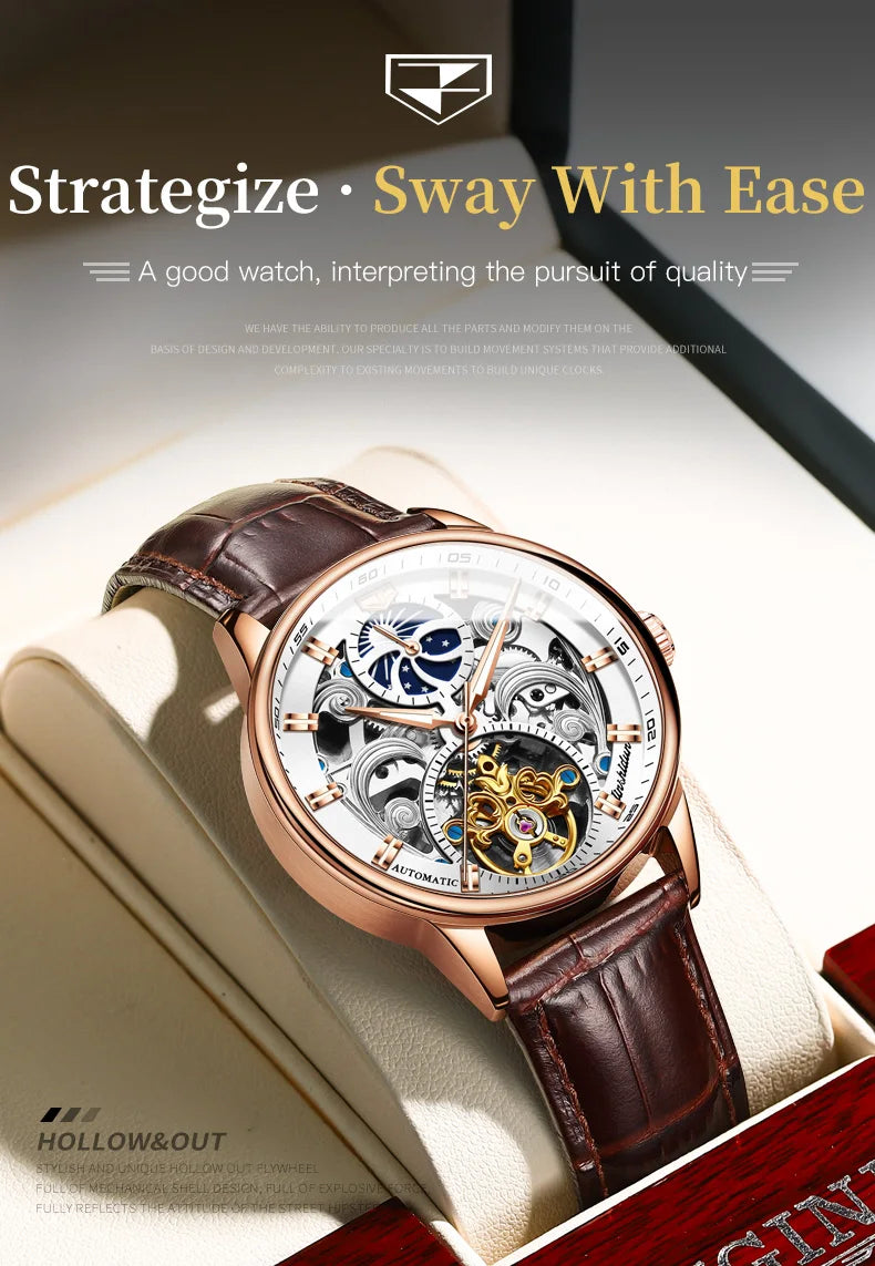 Montre-bracelet JSDUN originale étanche, best-seller pour homme, multifonctionnelle, luxueuse, élégante, à mécanisme automatique.