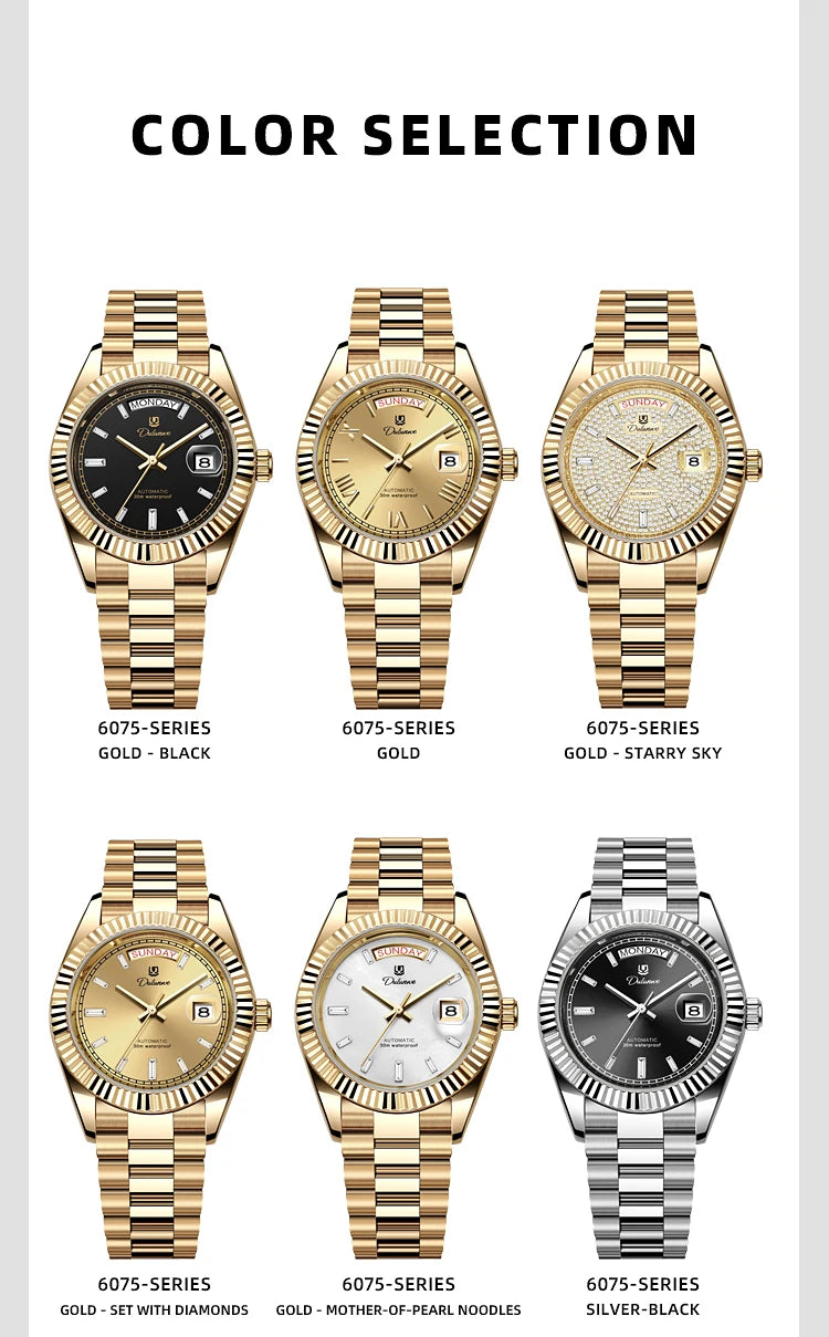 Dulunwe Datejusts Mechanical  Movement Watches For Men Automatic Mechanical Watches Calendar Waterproof Men Watch
