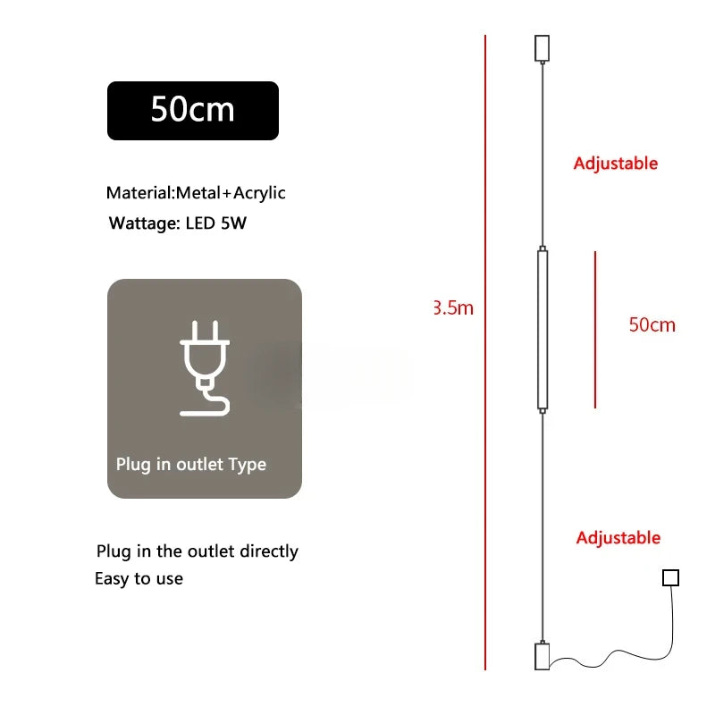 Hanging floor lamp Italy Design Black Long linear pendant light Bedroom Bedside Lamps Modern Hotel Living Room corner floor lamp