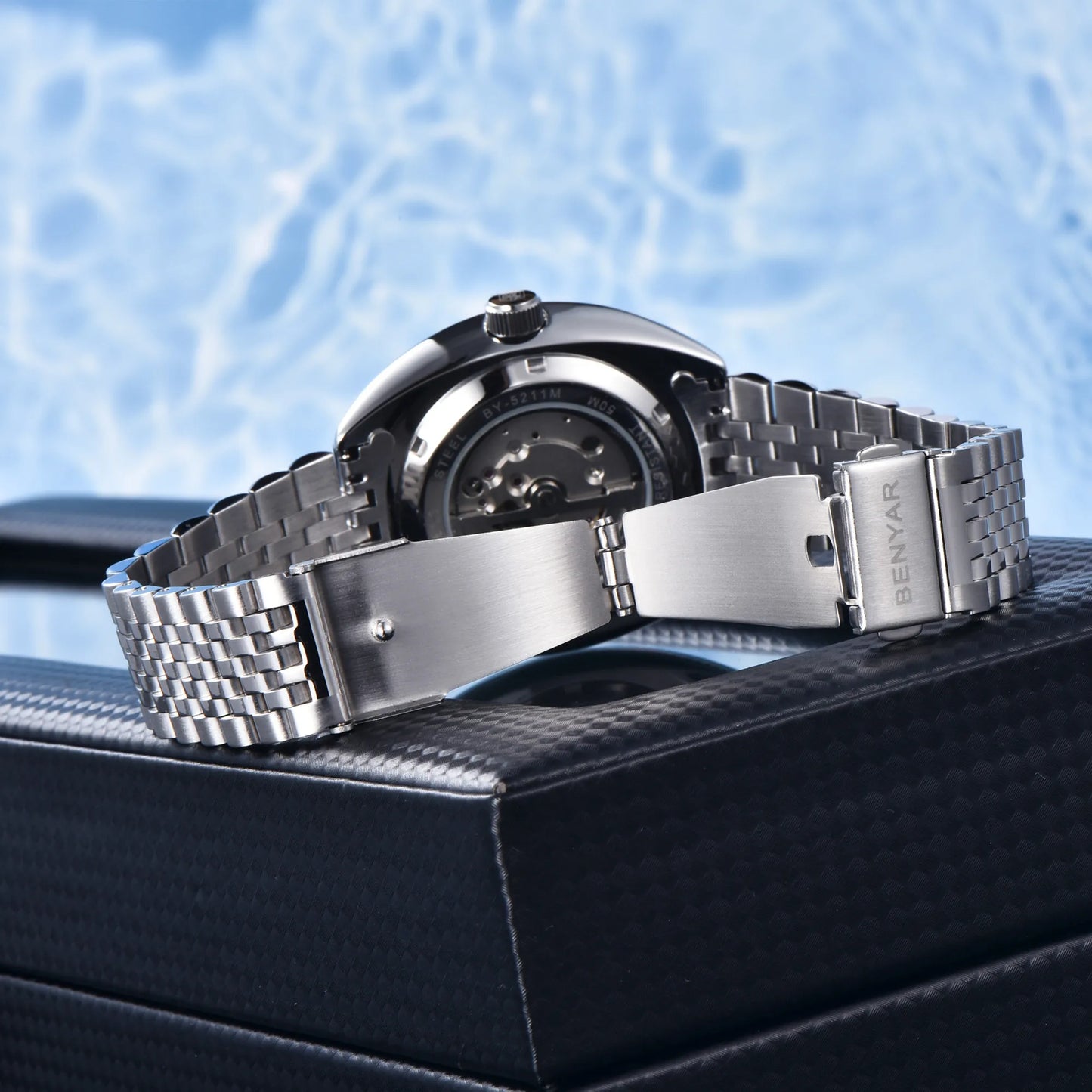 New BENYAR 42MM Tuna Men Mechanical Watch Luxury Stainless Steel Automatic Watch 50M Diving Luminous Watch for Men reloj hombre