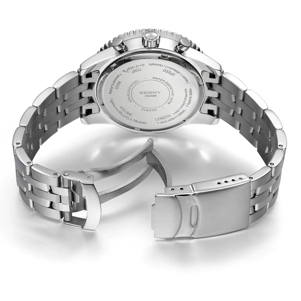 BERNY Chronograph Watches for Men Aviation Pilot Multifunction Quartz Men's Watch Date Sapphire Super Luminous Luxury Wristwatch