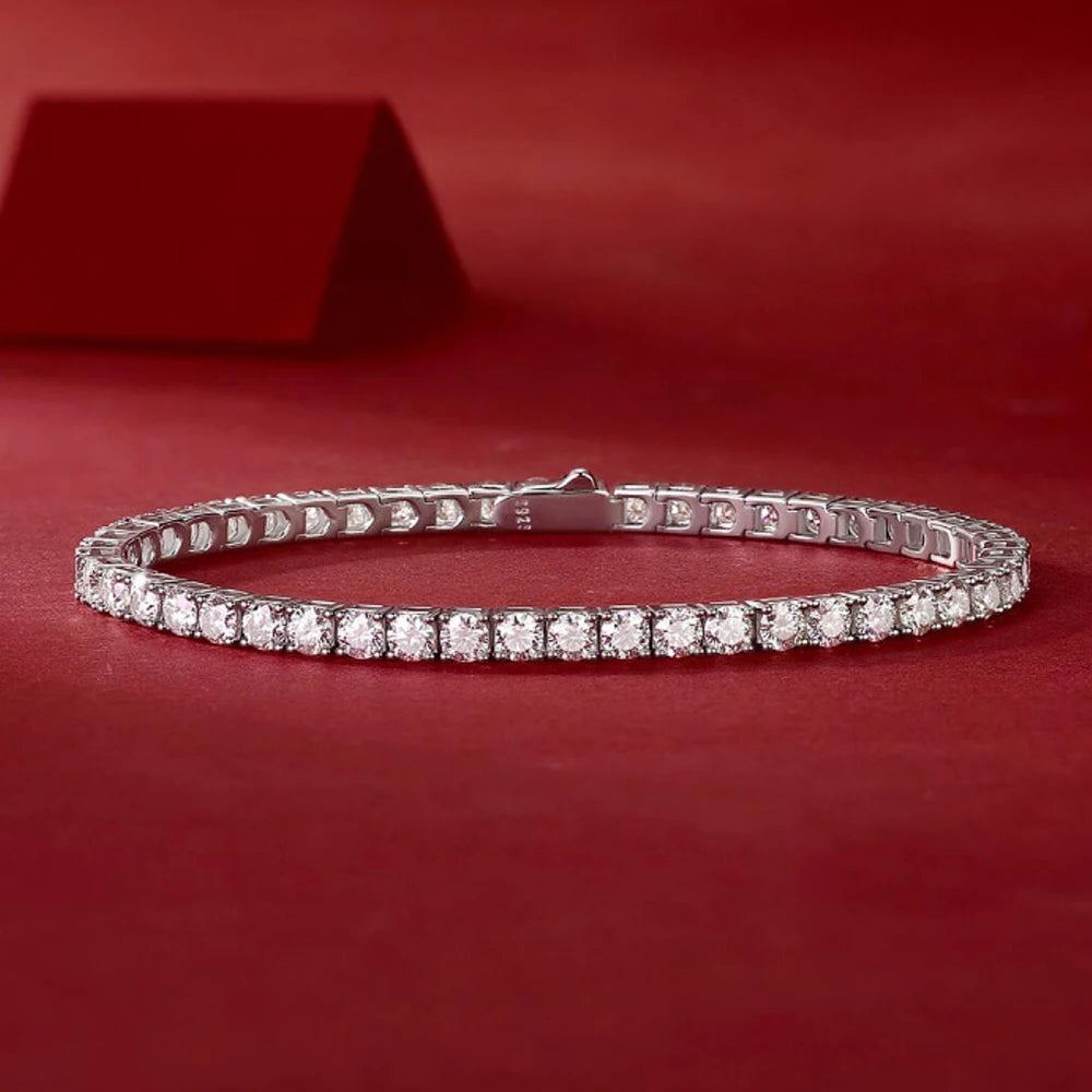 3/4/5mm Real Moissanite Tennis Bracelet for Women Man Original 925 Sterling Silver Plated 18k Gold Diamond Bracelets with GRA