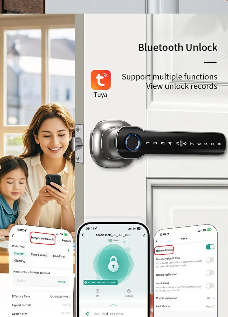 Smart Lock, Suitable for Use in Bedrooms, Garages, Hotels, and Living Rooms, Etc. - A Smart Fingerprint Password Lock