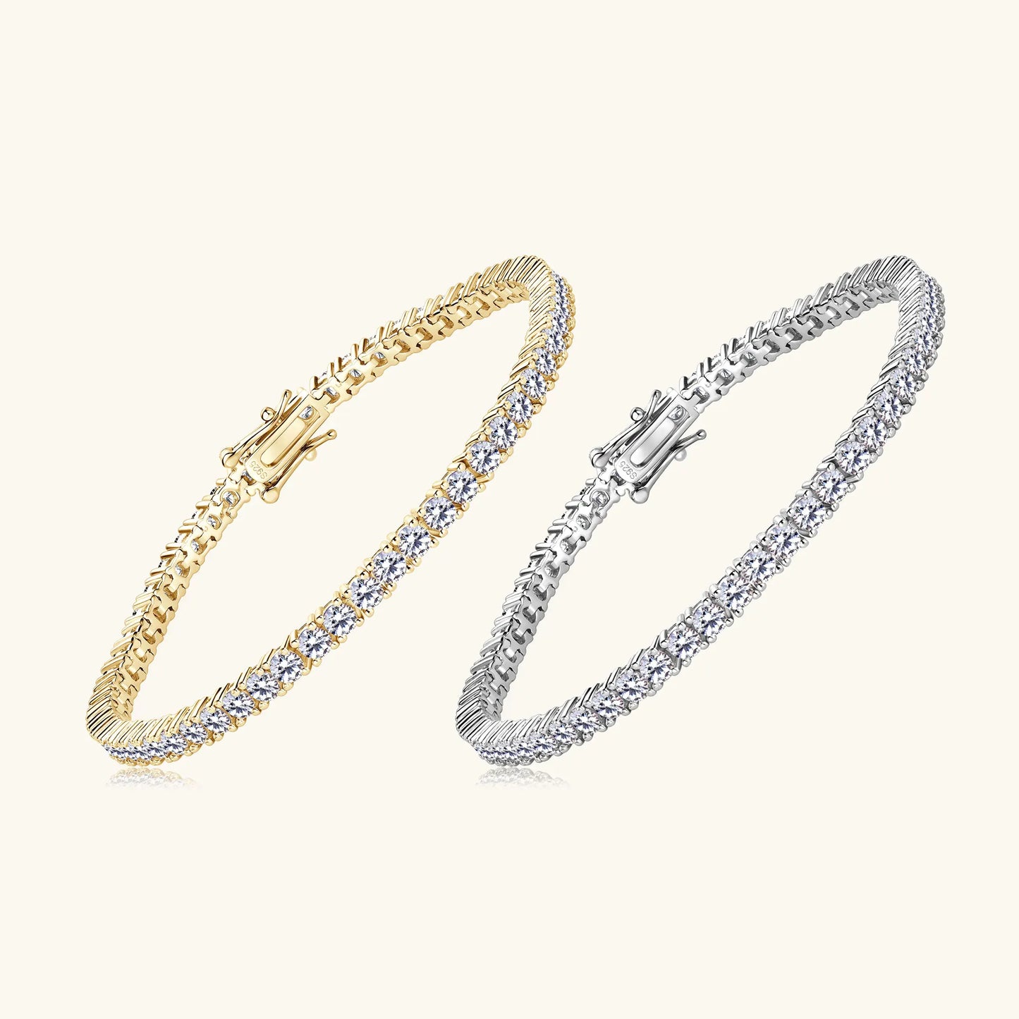 Sweetrain 3mm D VVS1 Moissanite Tennis Bracelet S925 Sterling Silver Plated 18k White Gold Diamond Tennis Bracelets for Women