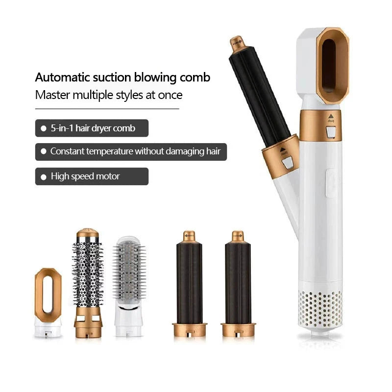 5-In-1 Hair Dryer Air Wrap Hair Straightener Hot Air Comb Barber Multifunctional Professional Hair Styling Tool Festival Gift