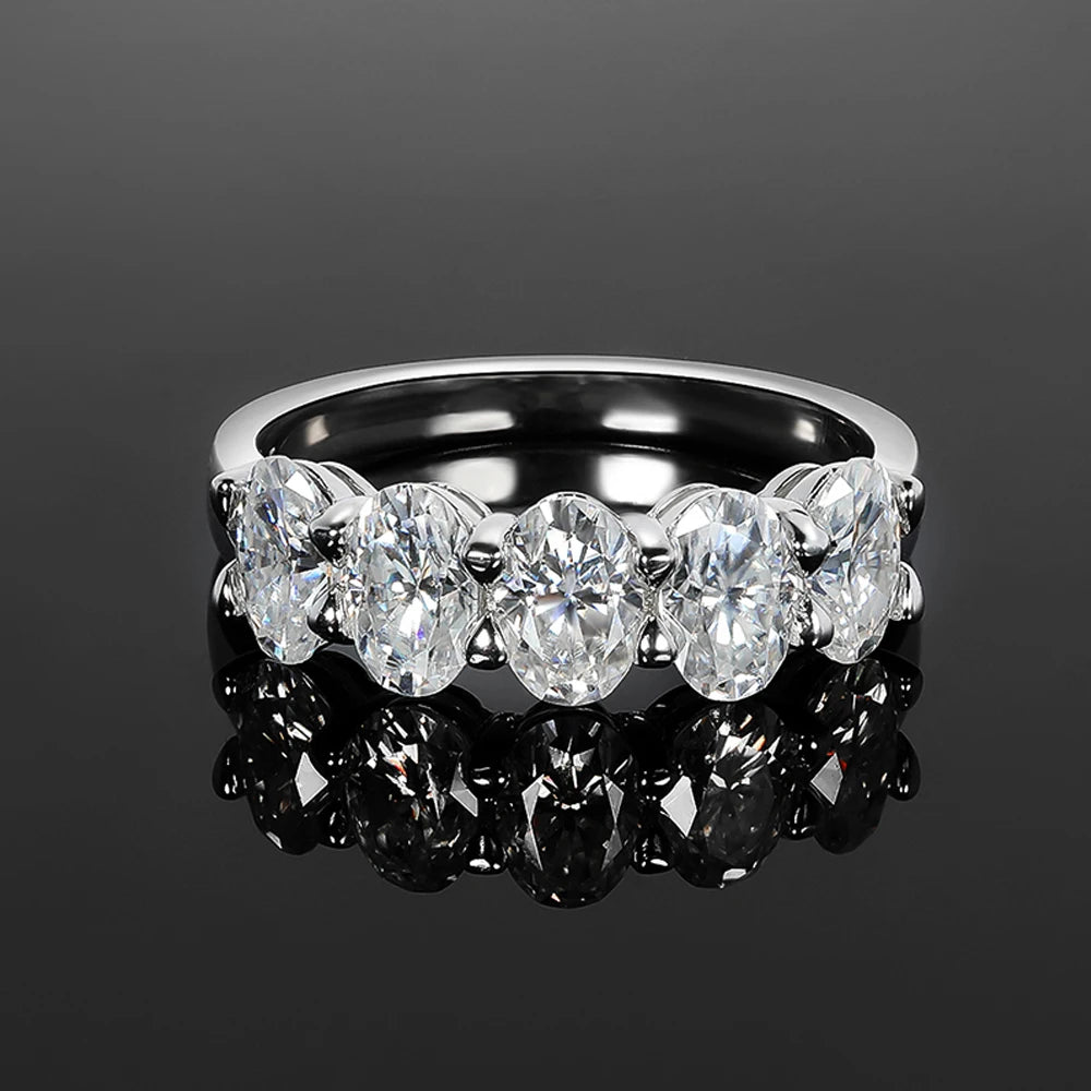 3*5mm Oval Cut Full Moissanite Eternity Ring for Women Men 925 Sterling Silver Lab Diamond Wedding Band with Certificate Jewelry