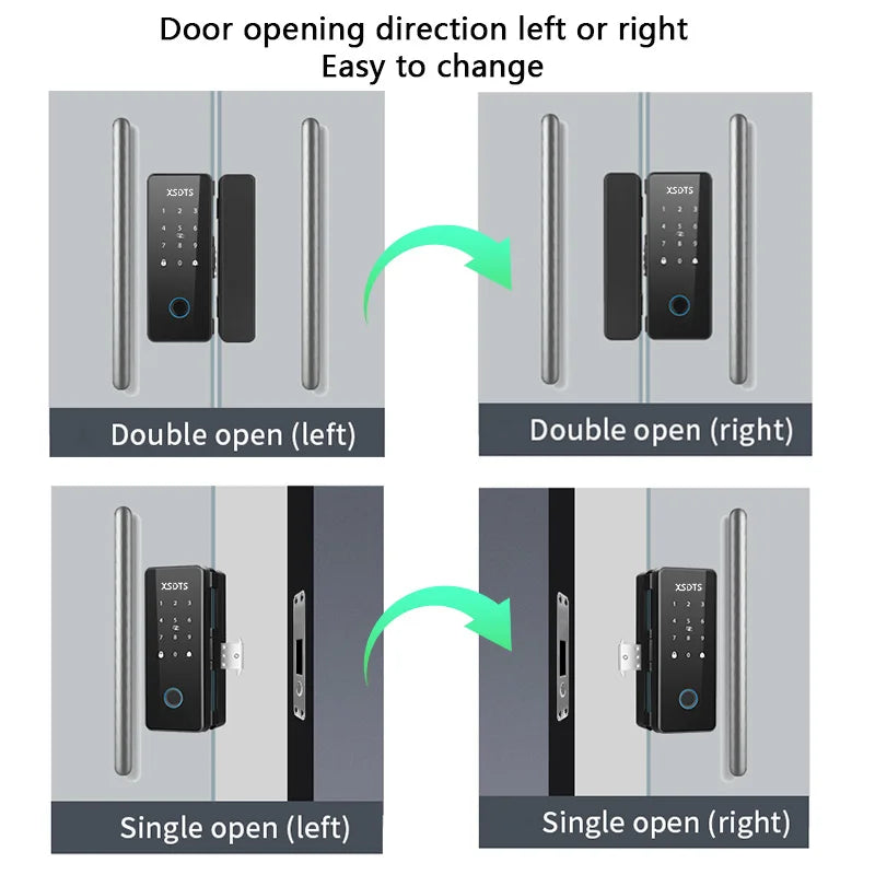 Glass Door Smart Lock TT-Lock Bluetooth Biometric Fingerprint Password Card Electronic Digital Lock office business departments