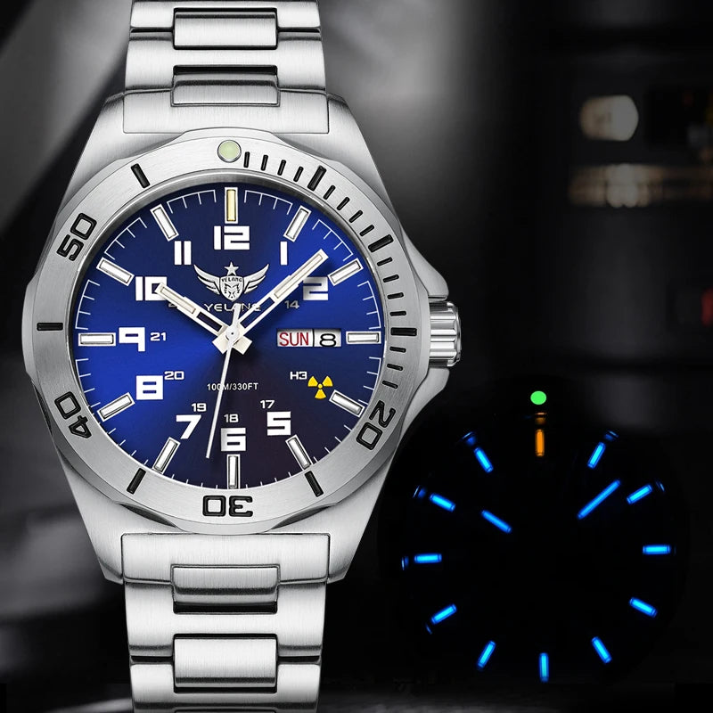 Yelang V1019 Brand 44MM Men Watch NH36 100M PROFESSIONAL WATERPROOF Deep Diving Mechanical Automatic Watch Sapphire Lens Reloj