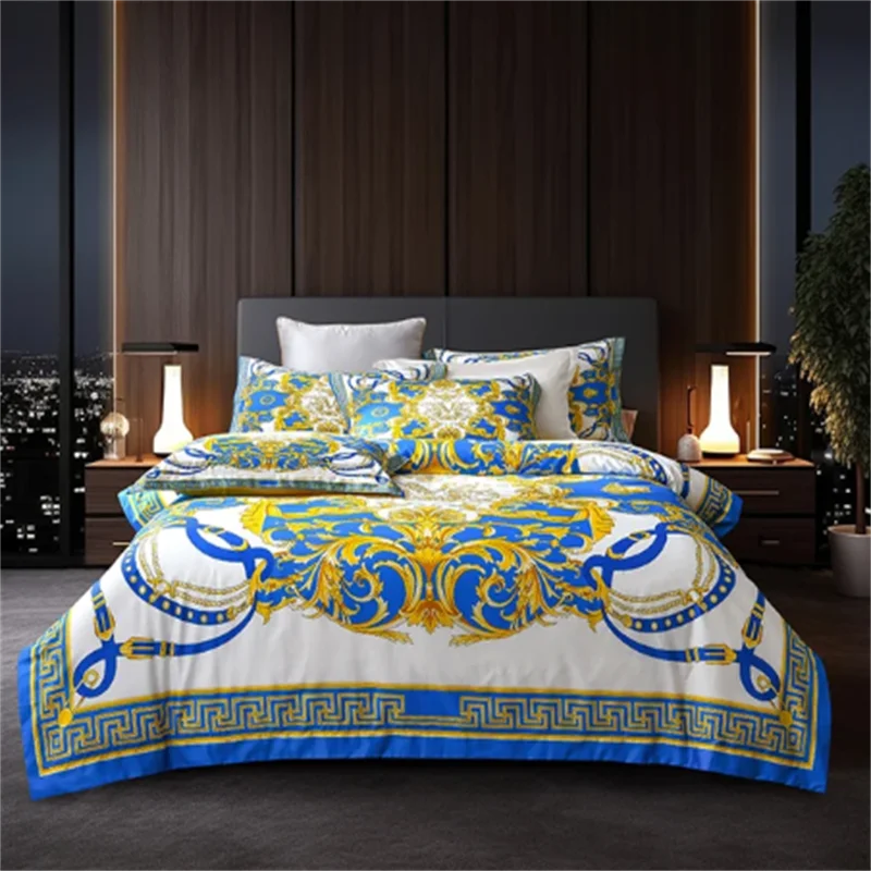 Luxury Bedding set Modern Style Digital Printing polyester fiber Fabric Duvet Cover Fitted Sheet Pillowcases Home Textile