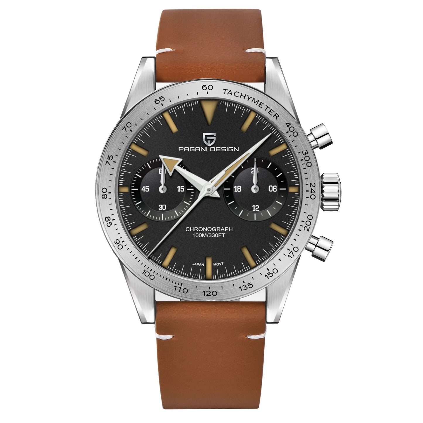 PAGANI DESIGN 2025 Mens watches Moon Quartz  Watch men speed Sport waterproof Chronograph AR Sapphire VK64 Steel Retro Luminous