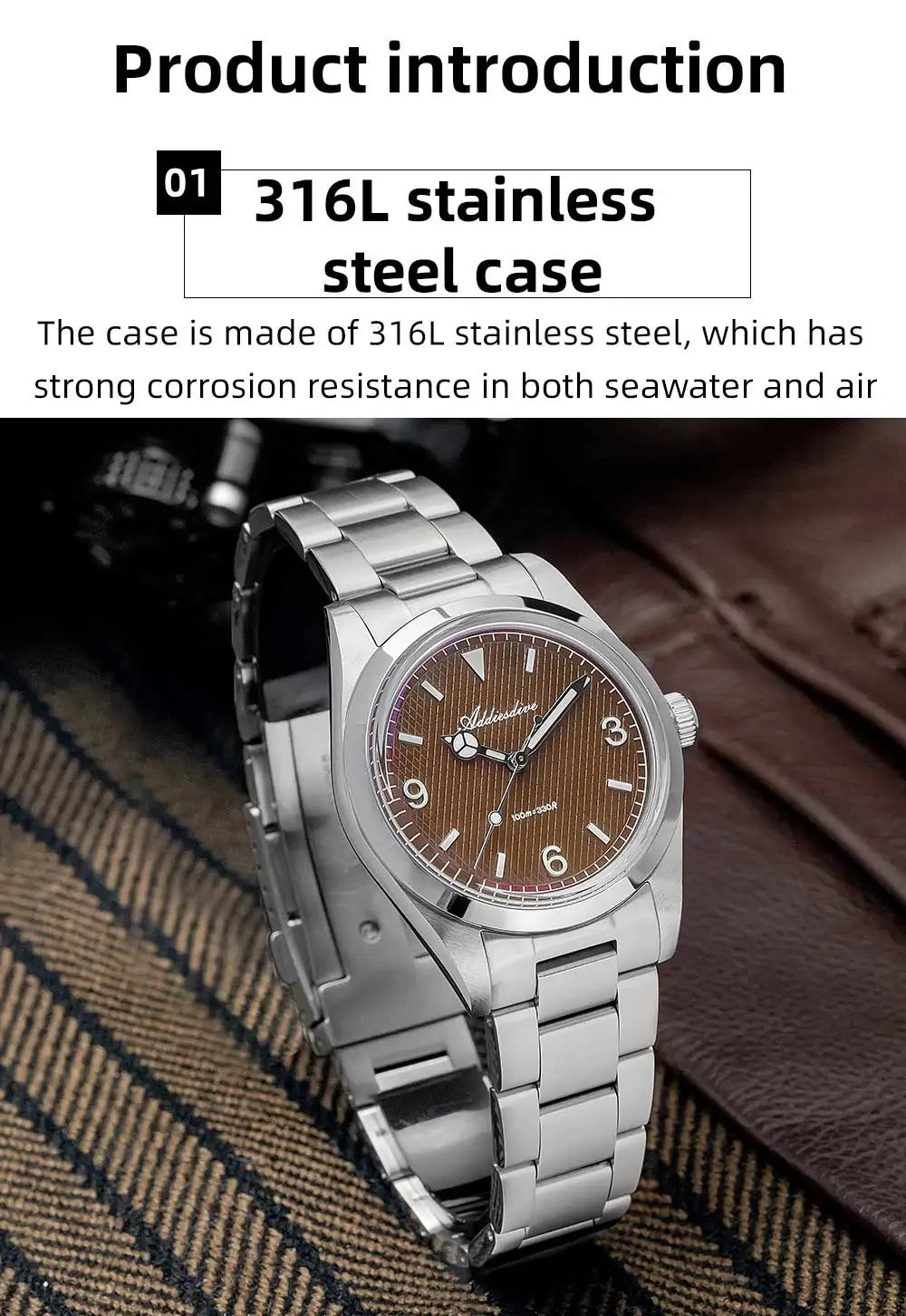 ADDIESDIVE 2025 NEW Watch For Men 316L Stainless Steel 10Bar Diving Luminous AD2096 Luxury Gift Quartz Wristwatch reloj hombre