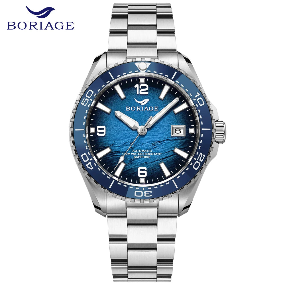 BORIAGE NH35 Automatic Mechanical Watches Luxury Men's Watch Stainless Steel Water resista 100m Dive Watches Luminous Wristwatch