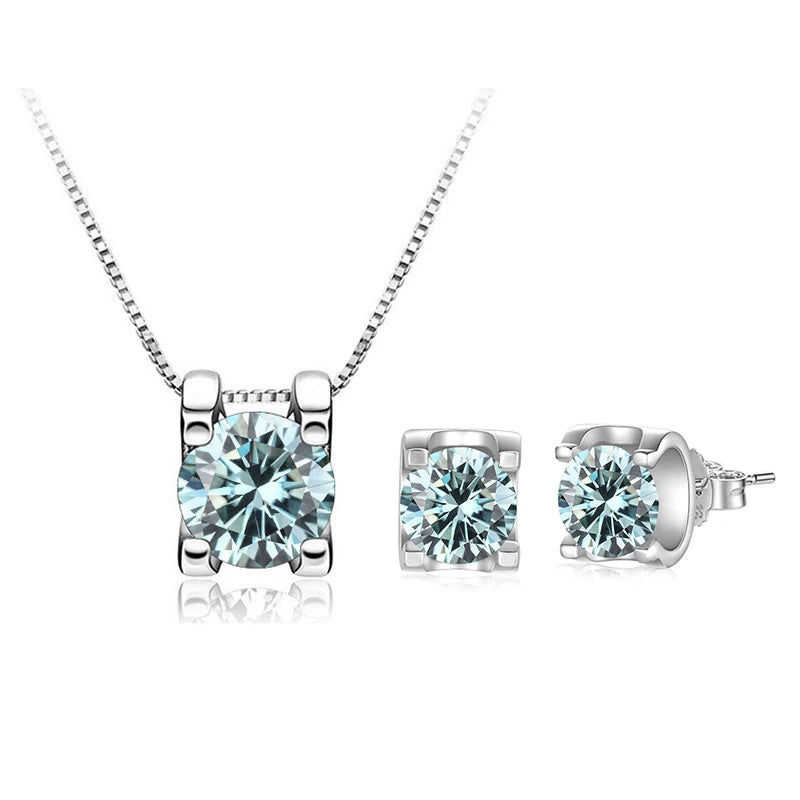 JoyceJelly 3ct D Clolor Real Moissanite Jewelry Sets Women's Sterling Silver 925 Earrings Necklace For Women Bridal Set Gifts