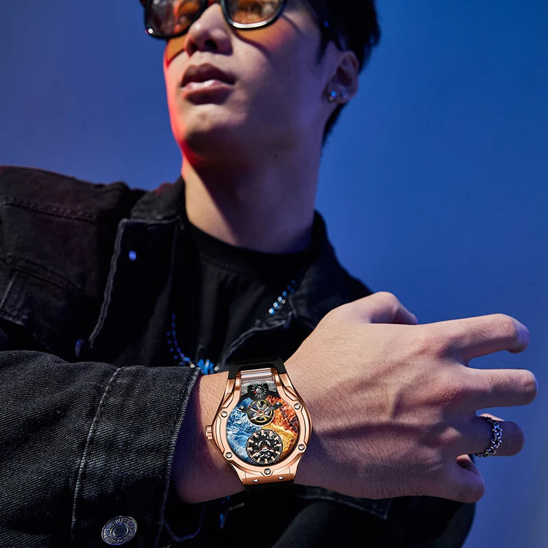 HANBORO Zhuma Mountain Peak Series Men's Fully Automatic Mechanical Watch Hollow Personalized Watch