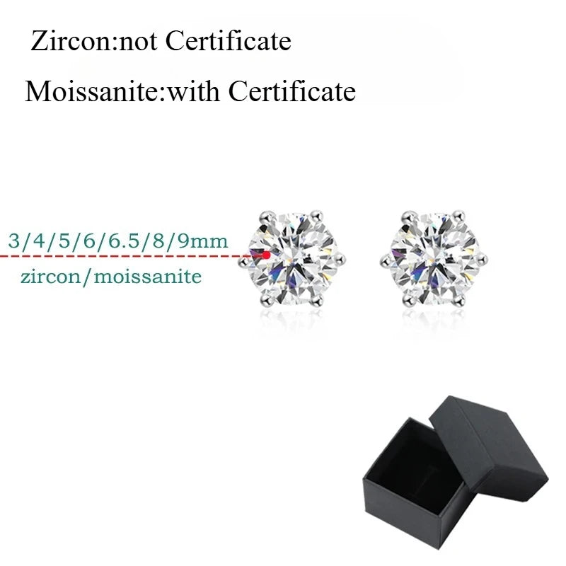 Smyoue 0.1-3CT Certified Moissanite Stud Earring for Women Classic Sparkling Lab Diamond Sterling Silver 925 Jewelry 6-Claws