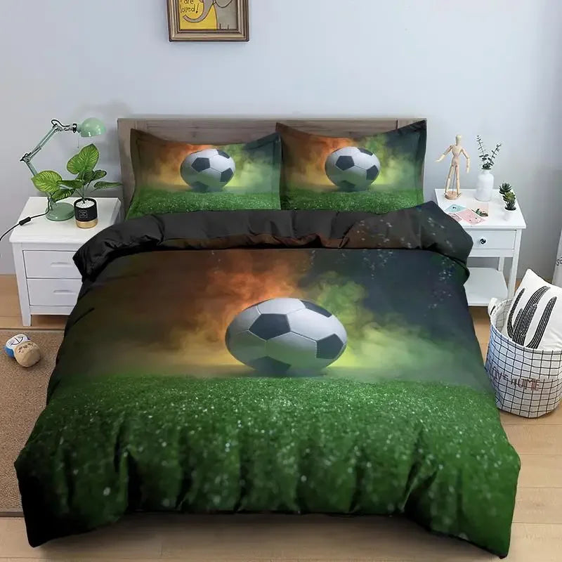 Luxury Basketball Football Printed Bedding Set Queen King Quilt Cover Pillowcase Sport Duvet Cover Polyester Comforter Cover