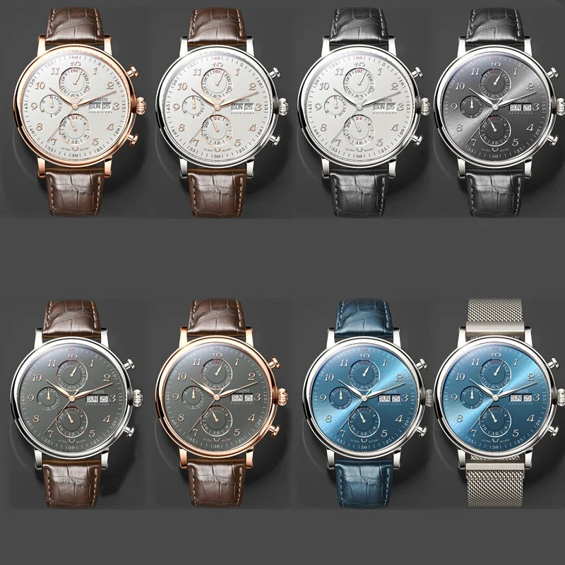 LOBINNI Luxury Brand Switzerland Perpetual Calendar Automatic Mechanical Men's Watches Sapphire Multi-function Clock L13019-8