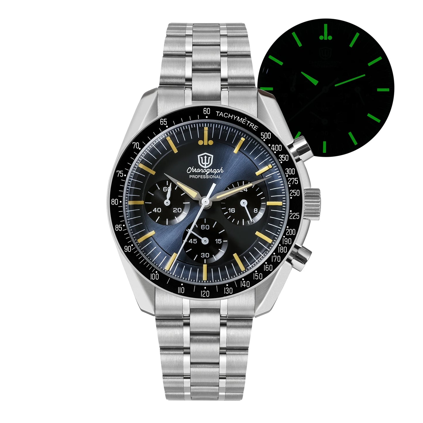 Watchdives New WD1863 Watch VK63 Chronograph Movement Aluminum Bezel BGW9 Luminous Bubble Sapphire Crystal 39mm Vintage Watches