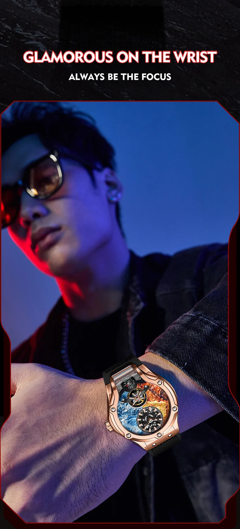 HANBORO Zhuma Mountain Peak Series Men's Fully Automatic Mechanical Watch Hollow Personalized Watch