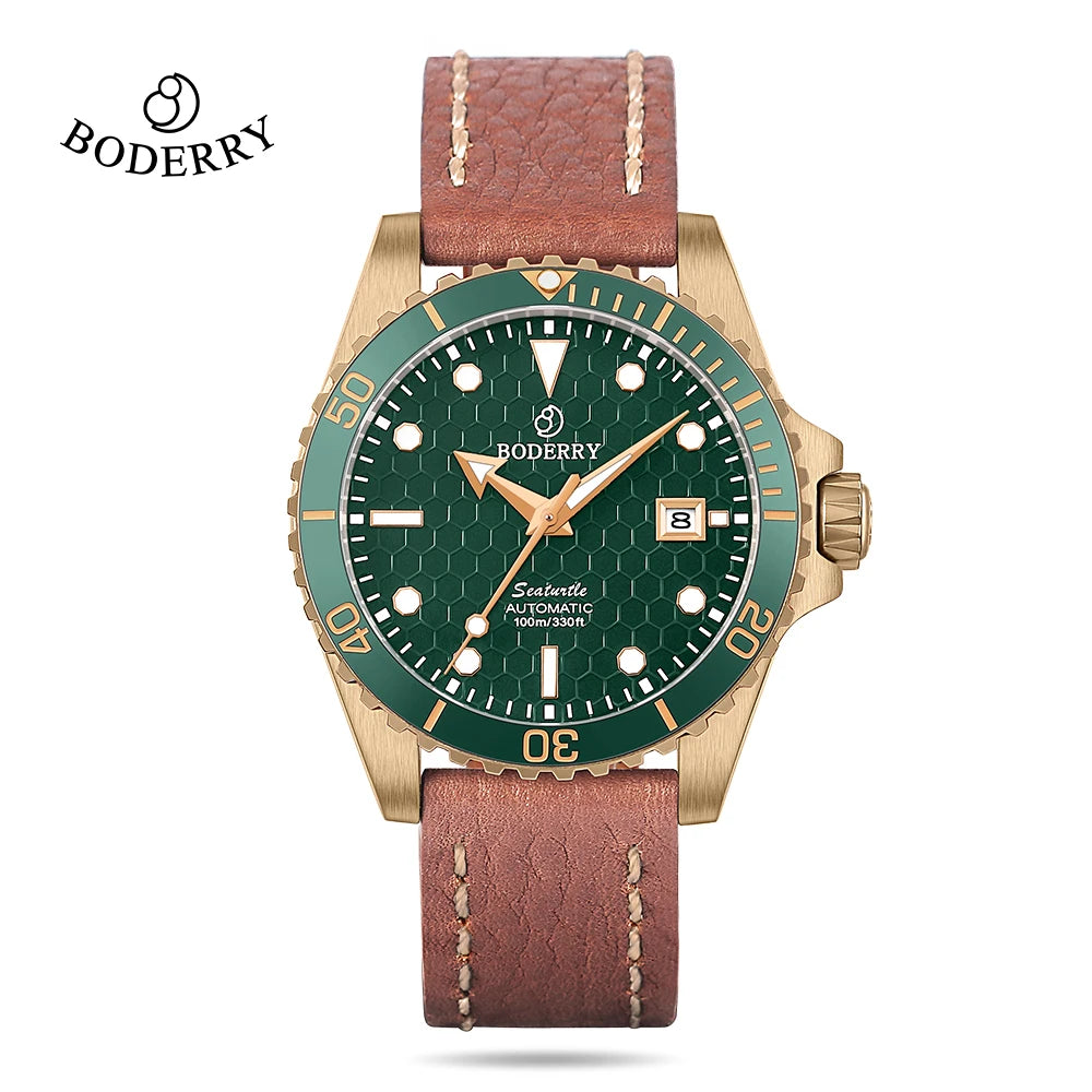 Boderry Seaturtle Titanium Diver Watch Men Luxury Bronze Watches Automatic Mechanical Wristwatch Sport 200M Waterproof Luminous
