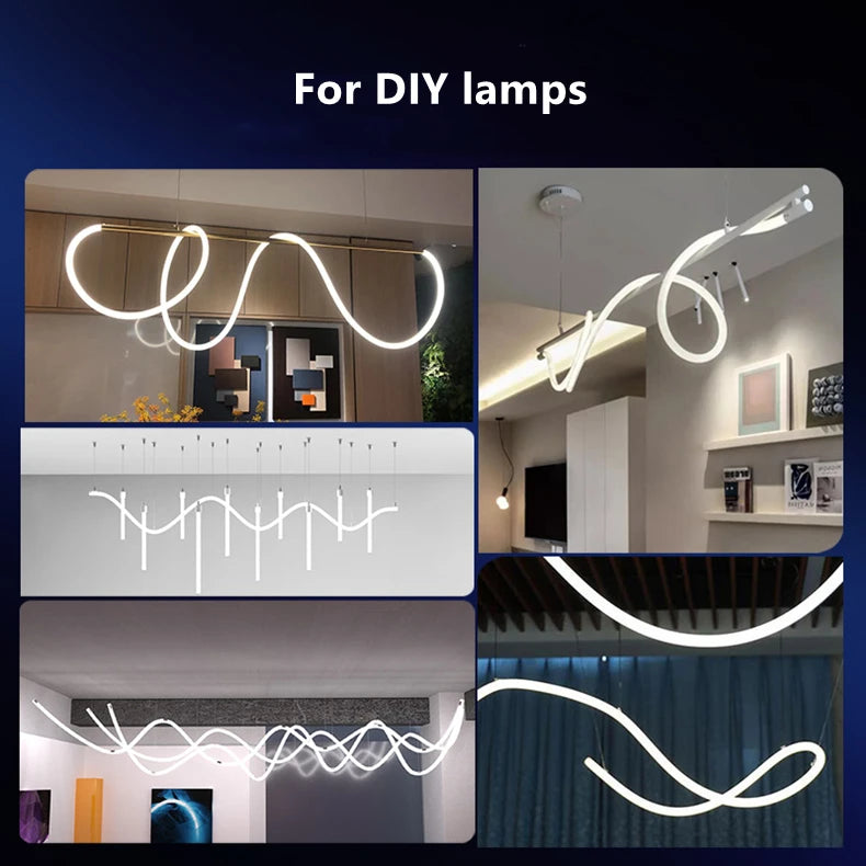 Round Flexible Silicone Strip Light 360 Degree Glowing IP65 Outdoor LED Soft Neon Tube Tape Lamp DIY Minimalist Linear Lighting