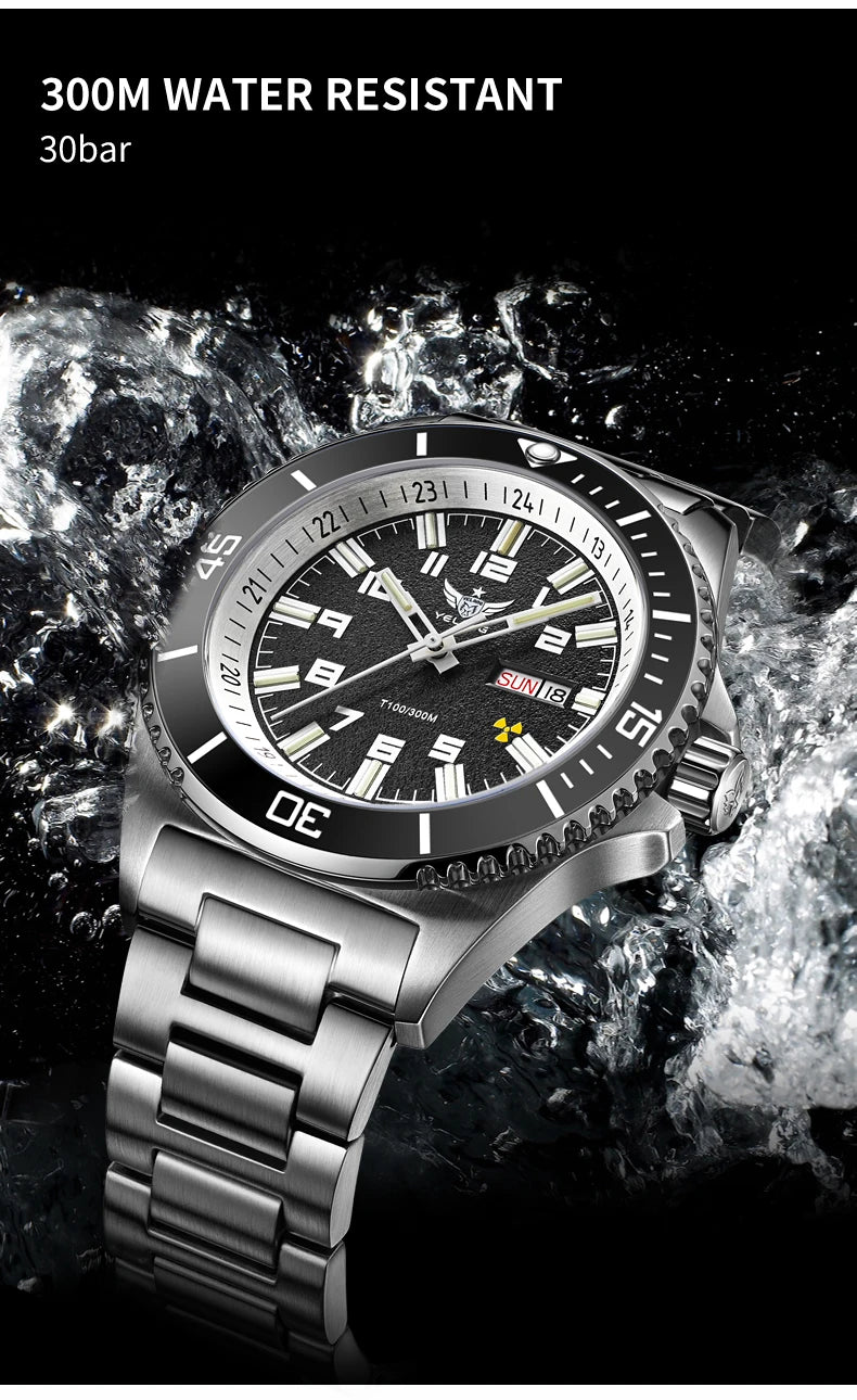 Yelang V1031 Luxury Men Brand Watch 44mm Diver Water Watches Japan 8205 Automatic Mechanical movement Luminous 300M Waterproof