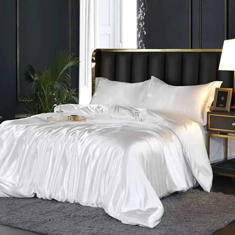 Mulberry Silky-blending Fabric Bedding Set High-end Silky Queen Size Duvet Cover Set with Fitted Sheet Luxury Bedding Sets King